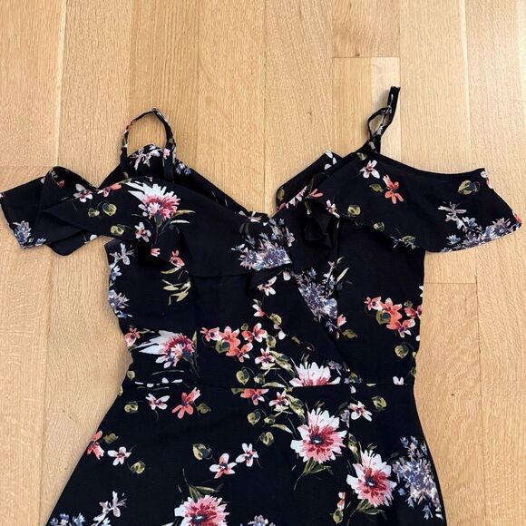 Iz Byer Black and Pink Asymmetrical Ruffled Sundress - Picture 2 of 9